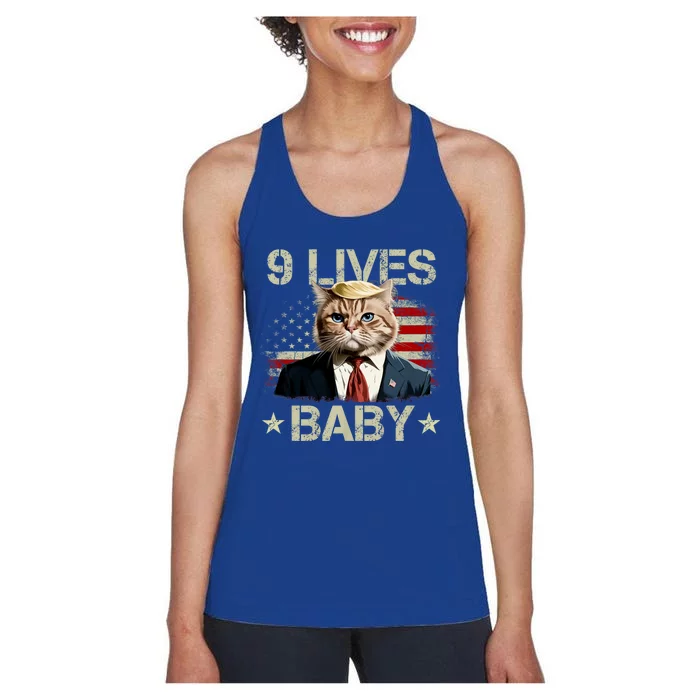 Cat Trump 9 Lives Baby Funny Trump Cat Women's Racerback Tank