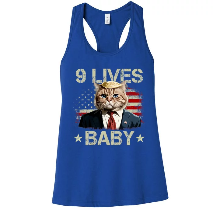 Cat Trump 9 Lives Baby Funny Trump Cat Women's Racerback Tank