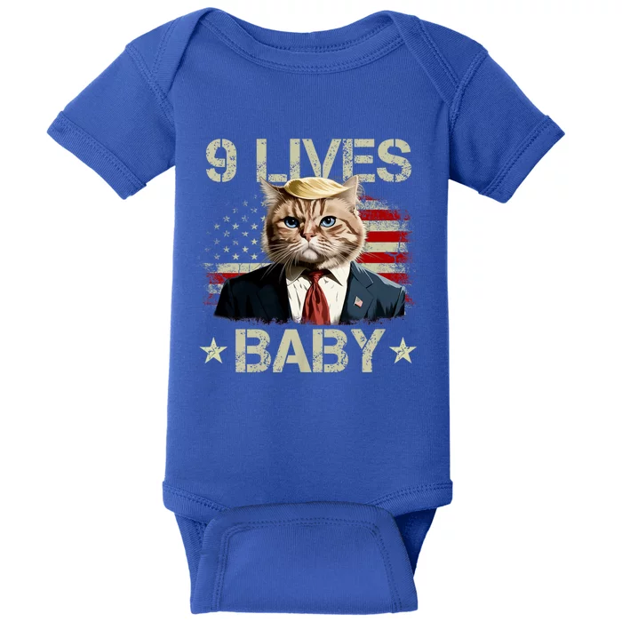 Cat Trump 9 Lives Baby Funny Trump Cat Baby Bodysuit