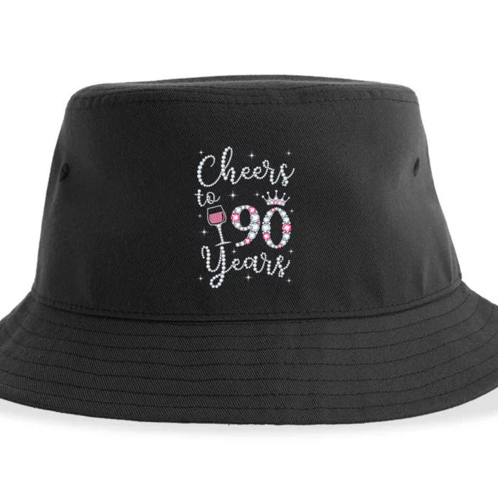 Cheers to 90 Years 1929 90Th Birthday Gift Tee For WoM.e.ns Sustainable Bucket Hat