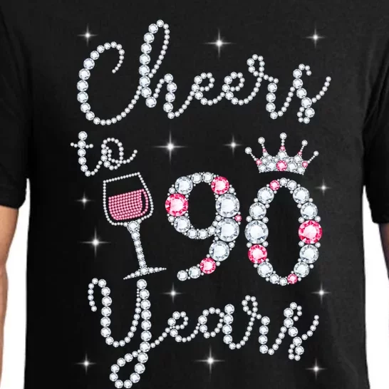 Cheers to 90 Years 1929 90Th Birthday Gift Tee For WoM.e.ns Pajama Set