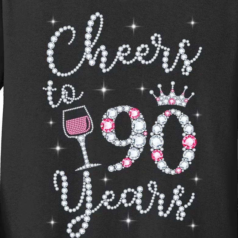 Cheers to 90 Years 1929 90Th Birthday Gift Tee For WoM.e.ns Kids Long Sleeve Shirt