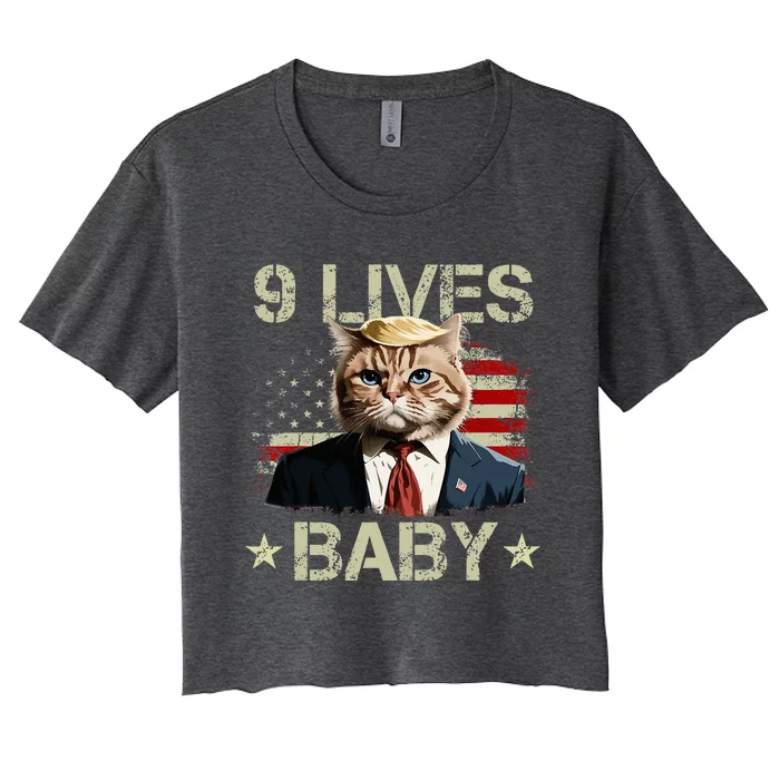 Cat Trump 9 Lives Baby Trump Cat 9 Lives Baby Women's Crop Top Tee