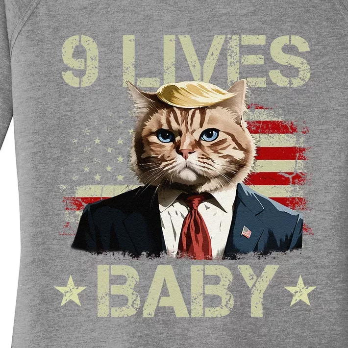 Cat Trump 9 Lives Baby Funny Trump Cat 9 Lives Baby Gift Women's Perfect Tri Tunic Long Sleeve Shirt