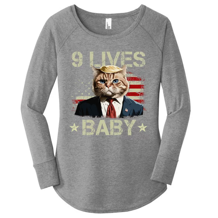 Cat Trump 9 Lives Baby Funny Trump Cat 9 Lives Baby Gift Women's Perfect Tri Tunic Long Sleeve Shirt