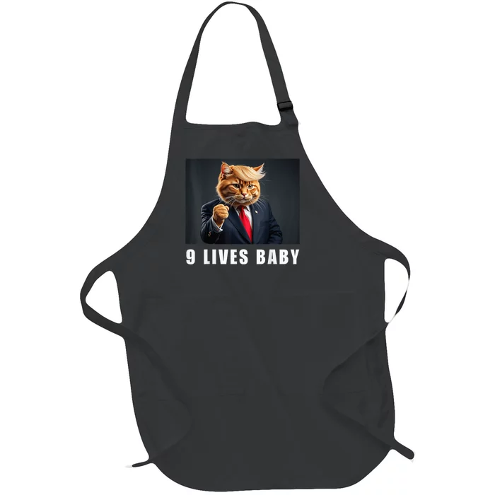 Cat Trump 9 Lives Baby Funny Trump Cat Lovers Full-Length Apron With Pocket