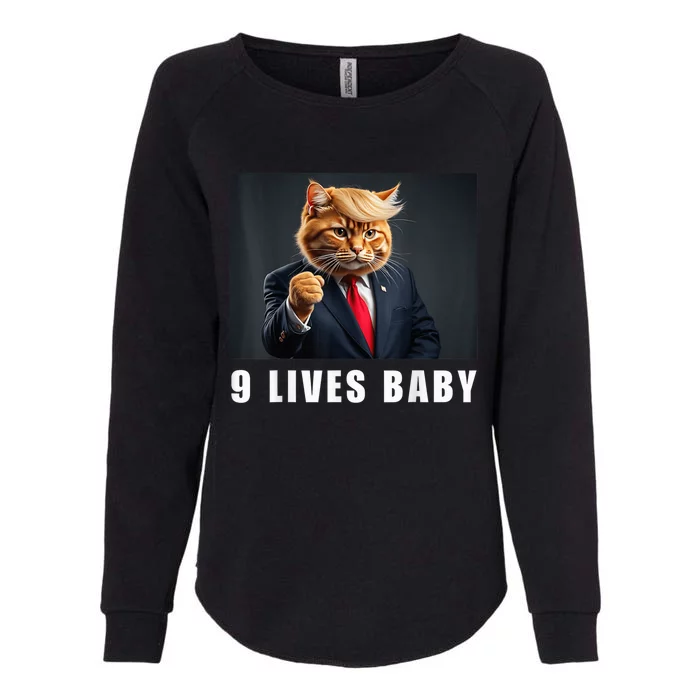 Cat Trump 9 Lives Baby Funny Trump Cat Lovers Womens California Wash Sweatshirt