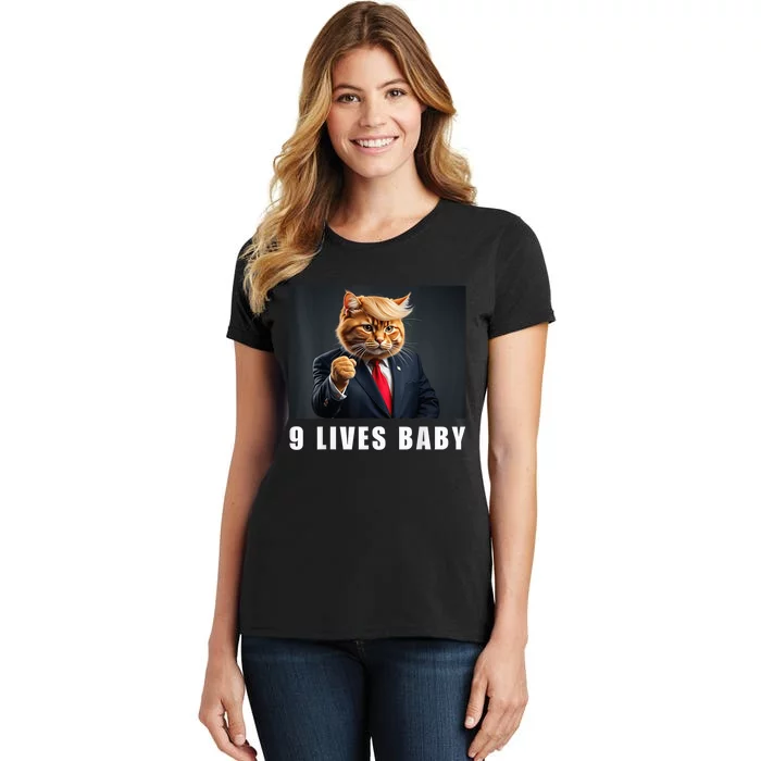 Cat Trump 9 Lives Baby Funny Trump Cat Lovers Women's T-Shirt