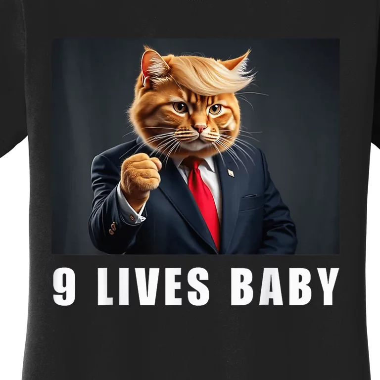 Cat Trump 9 Lives Baby Funny Trump Cat Lovers Women's T-Shirt