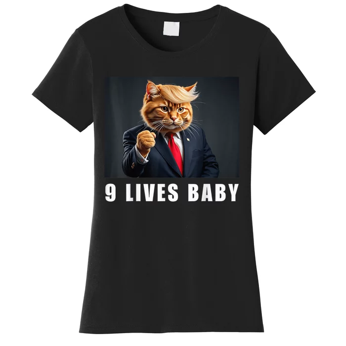 Cat Trump 9 Lives Baby Funny Trump Cat Lovers Women's T-Shirt