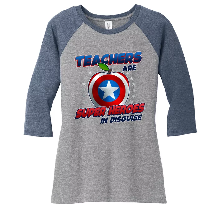 Cool Teachers Are Super Heroes In Disguise Women's Tri-Blend 3/4-Sleeve Raglan Shirt