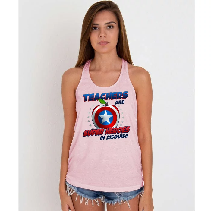 Cool Teachers Are Super Heroes In Disguise Women's Knotted Racerback Tank