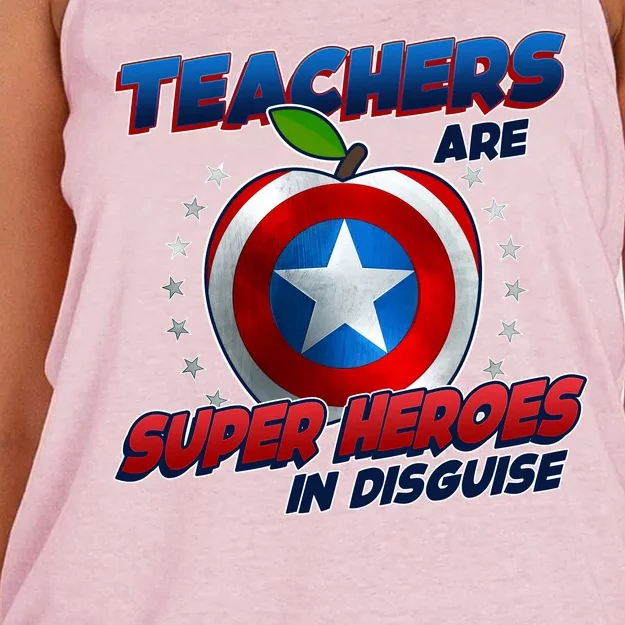 Cool Teachers Are Super Heroes In Disguise Women's Knotted Racerback Tank