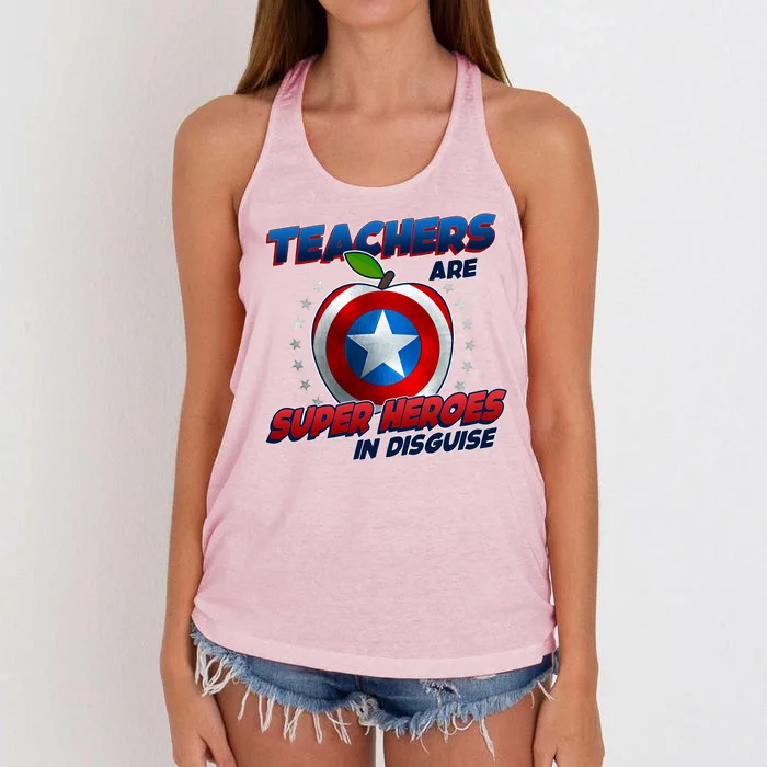 Cool Teachers Are Super Heroes In Disguise Women's Knotted Racerback Tank