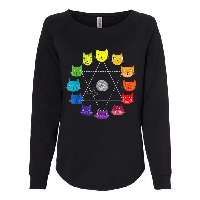 Cat Themed Artist Color Wheel Educational Art Teacher Womens California Wash Sweatshirt