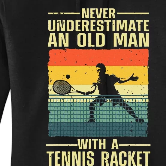 Cool Tennis Art For Grandpa Men Tennis Player Racket Sport Women's Pullover Hoodie