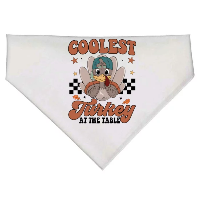 Coolest Turkey At The Table Thanksgiving USA-Made Doggie Bandana