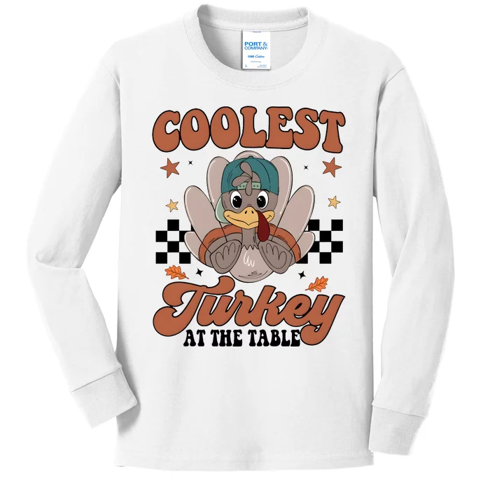 Coolest Turkey At The Table Thanksgiving Kids Long Sleeve Shirt