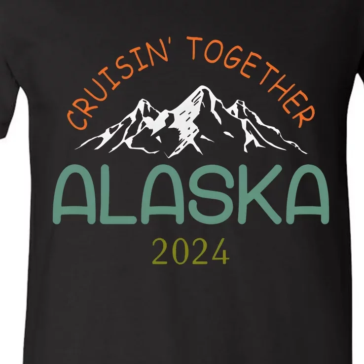 Cruisin Together Alaska 2024 Family Cruise V-Neck T-Shirt