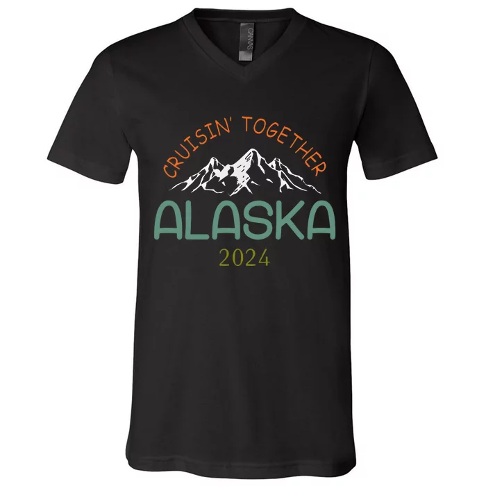 Cruisin Together Alaska 2024 Family Cruise V-Neck T-Shirt