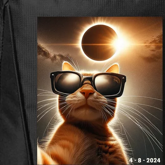 Cat Taking A Selfie With Solar 2024 Eclipse Wearing Glasses City Backpack