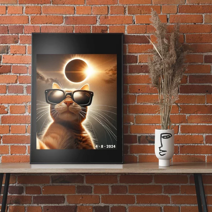 Cat Taking A Selfie With Solar 2024 Eclipse Wearing Glasses Poster