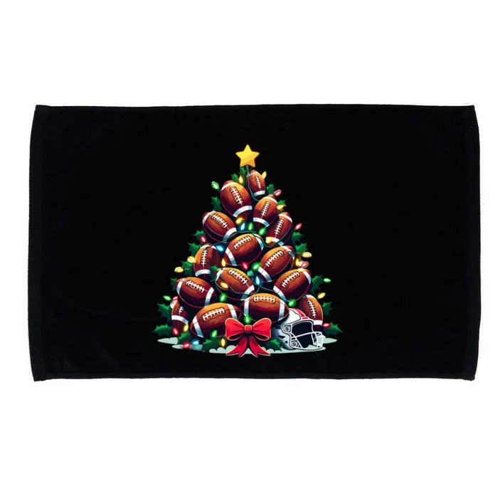 Christmas Tree American Football And Lights Xmas Pajama Funny Gift Microfiber Hand Towel