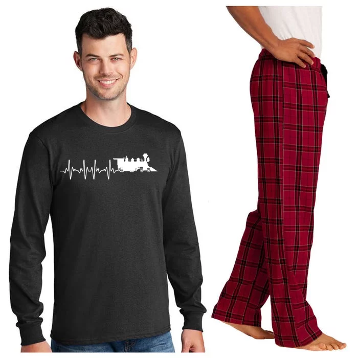 Cool Train Art For Men Locomotive Model Train Collector Long Sleeve Pajama Set