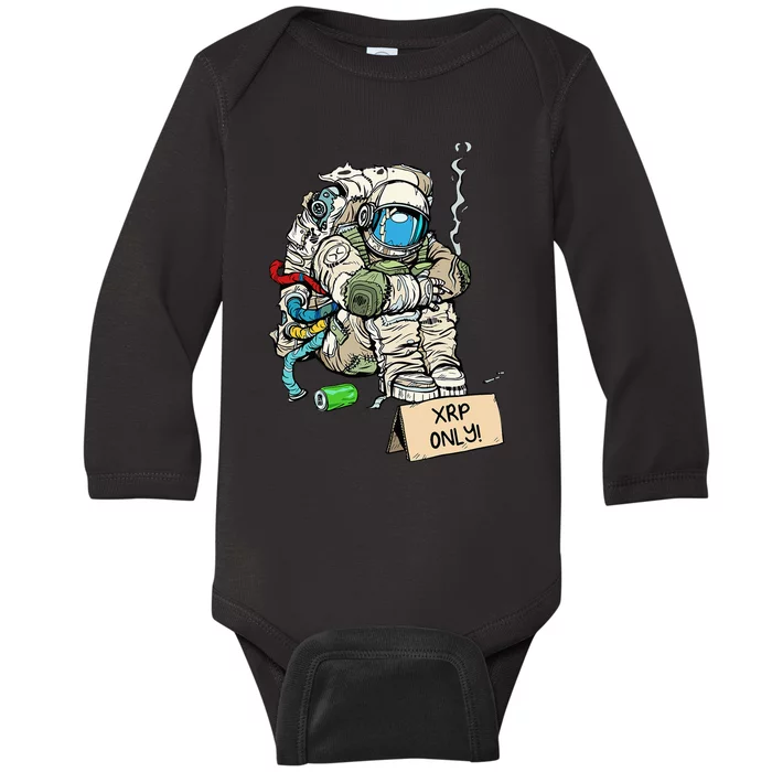 Cryptocurrency Talk Astronaut Hodler Begging Baby Long Sleeve Bodysuit