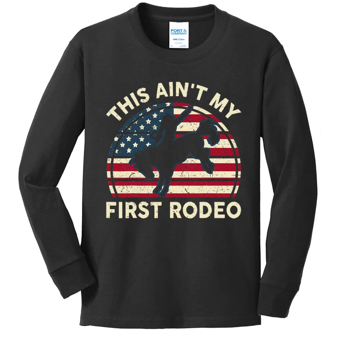 Cowboy This Aint My First Rodeo Western Horse Riding Kids Long Sleeve Shirt