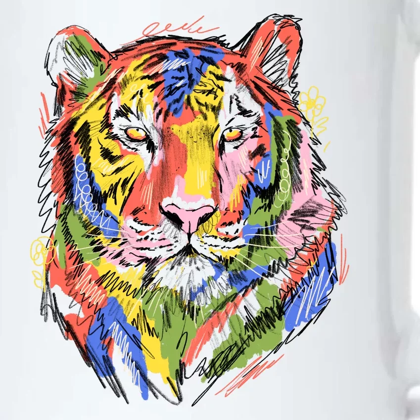 Colorful Tiger Animal Art Black Color Changing Mug