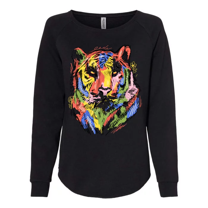 Colorful Tiger Animal Art Womens California Wash Sweatshirt