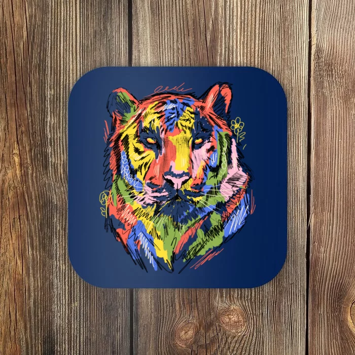 Colorful Tiger Animal Art Coaster