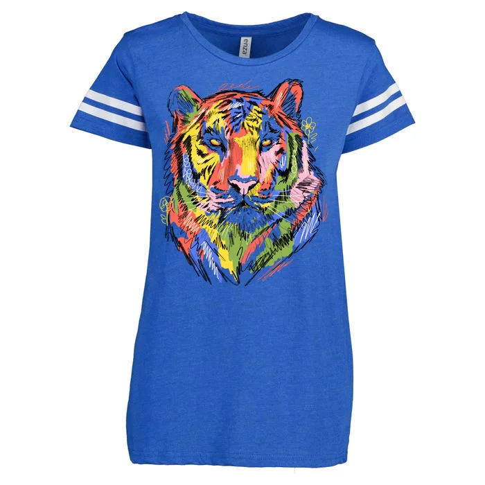 Colorful Tiger Animal Art Enza Ladies Jersey Football T-Shirt