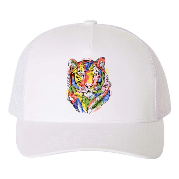 Colorful Tiger Animal Art Yupoong Adult 5-Panel Trucker Hat