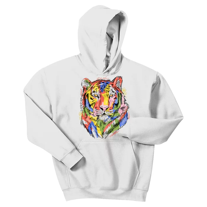 Colorful Tiger Animal Art Kids Hoodie