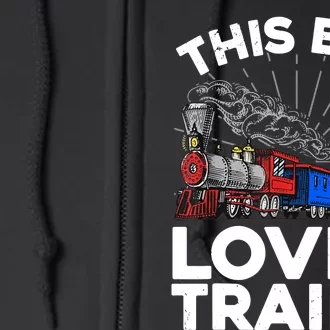 Cool Train Art For Boy Toddlers Train Lovers Railroad Full Zip Hoodie