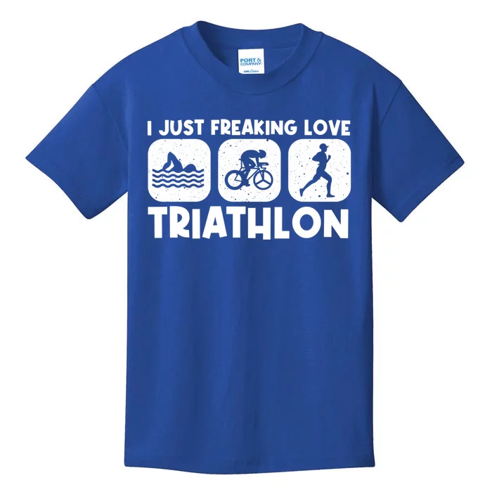 Cool Triathlon Art Triathlete Sport Triathlon Cute Gift Kids T-Shirt