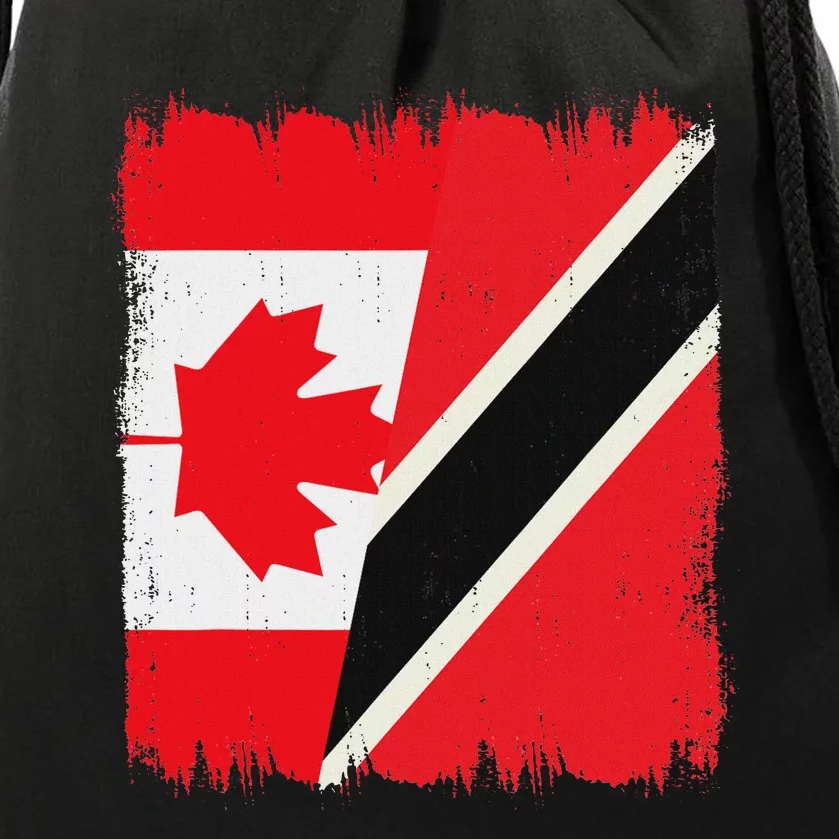 Canada Trinidad And Tobago Flag Canadian Trinidadian Roots Drawstring Bag