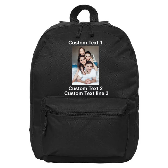 Custom Text Add Photo Picture Personalize 16 in Basic Backpack