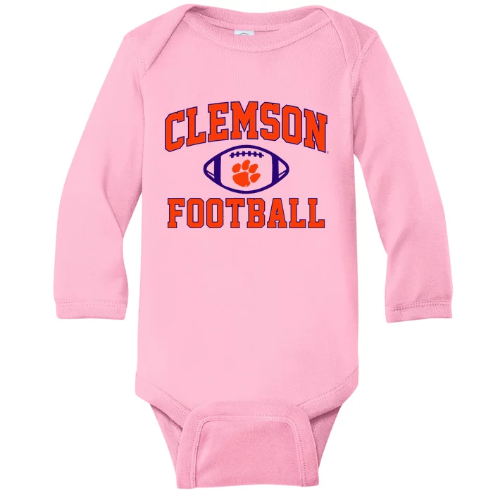 C.L.E.M.S.O.N Tigers Arch Football Baby Long Sleeve Bodysuit