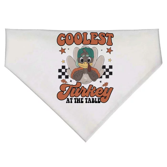 Coolest Turkey At The Table Thanksgiving Coolest Turkey Boy USA-Made Doggie Bandana