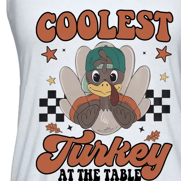 Coolest Turkey At The Table Thanksgiving Coolest Turkey Boy Ladies Essential Flowy Tank