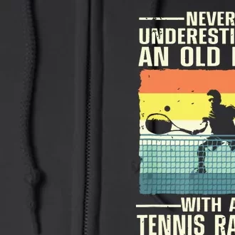 Cool Tennis Art For Grandpa Tennis Player Racket Sport Full Zip Hoodie