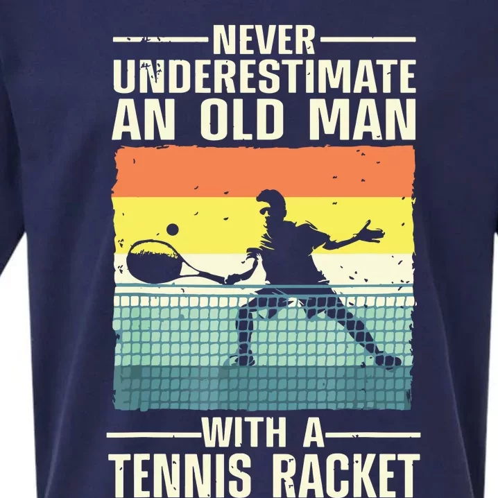 Cool Tennis Art For Grandpa Tennis Player Racket Sport Sueded Cloud Jersey T-Shirt