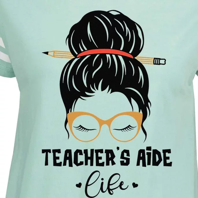 Cute Teacher's Aide Life Pencil Messy Bun Appreciation Gifts Enza Ladies Jersey Football T-Shirt