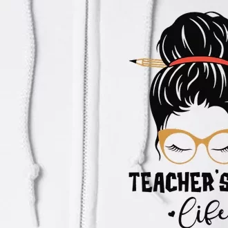 Cute Teacher's Aide Life Pencil Messy Bun Appreciation Gifts Full Zip Hoodie