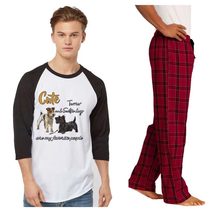 Cute Terrier And Scottie Dogs Are My Favorite People Gift Raglan Sleeve Pajama Set