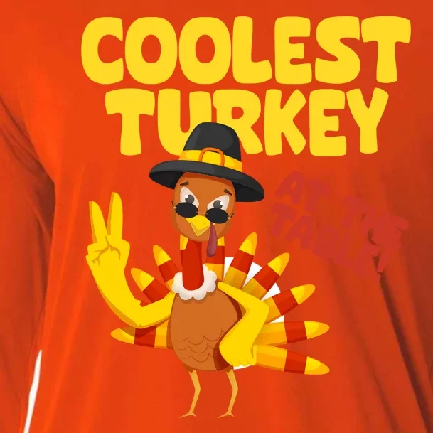 Coolest Turkey At The Table Thanksgiving Funny Cooling Performance Long Sleeve Crew