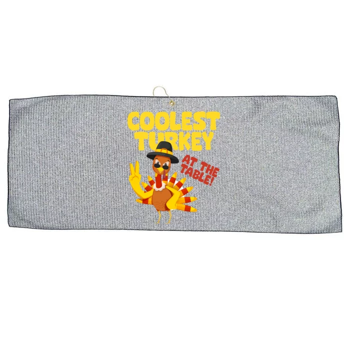 Coolest Turkey At The Table Thanksgiving Funny Large Microfiber Waffle Golf Towel